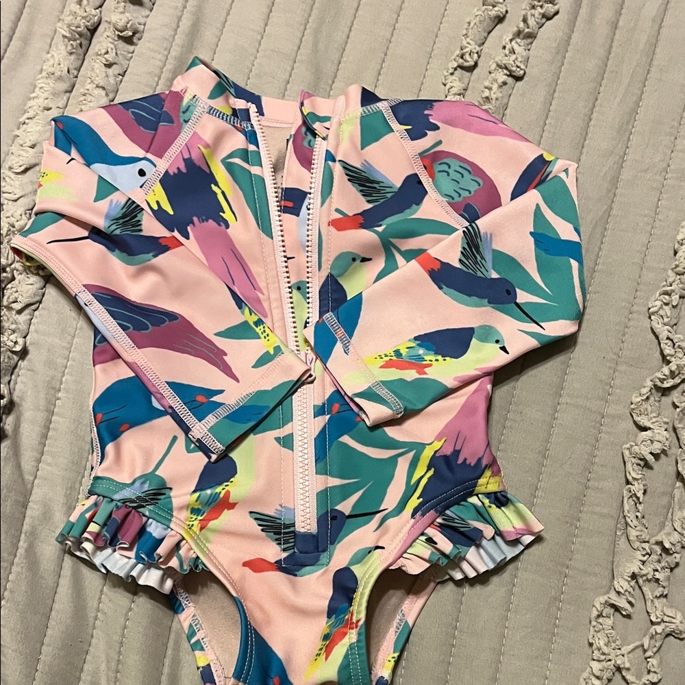 Tea Collection Pastel Bird Print Swimsuit